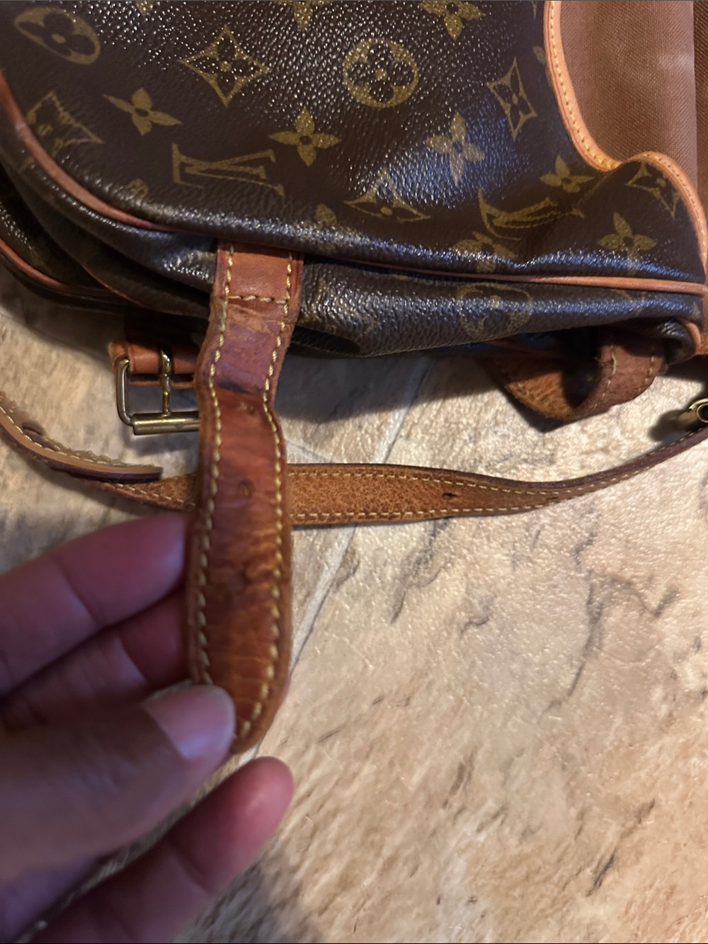 Louis Vuitton Saumur Monogram Crossbody in Dark Brown and Tan - Picture 9 of 16